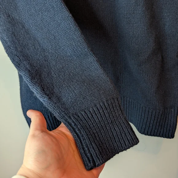 Roots Navy Knit Logo Sweater Wool Blend Crewneck Large - Picture 6 of 10